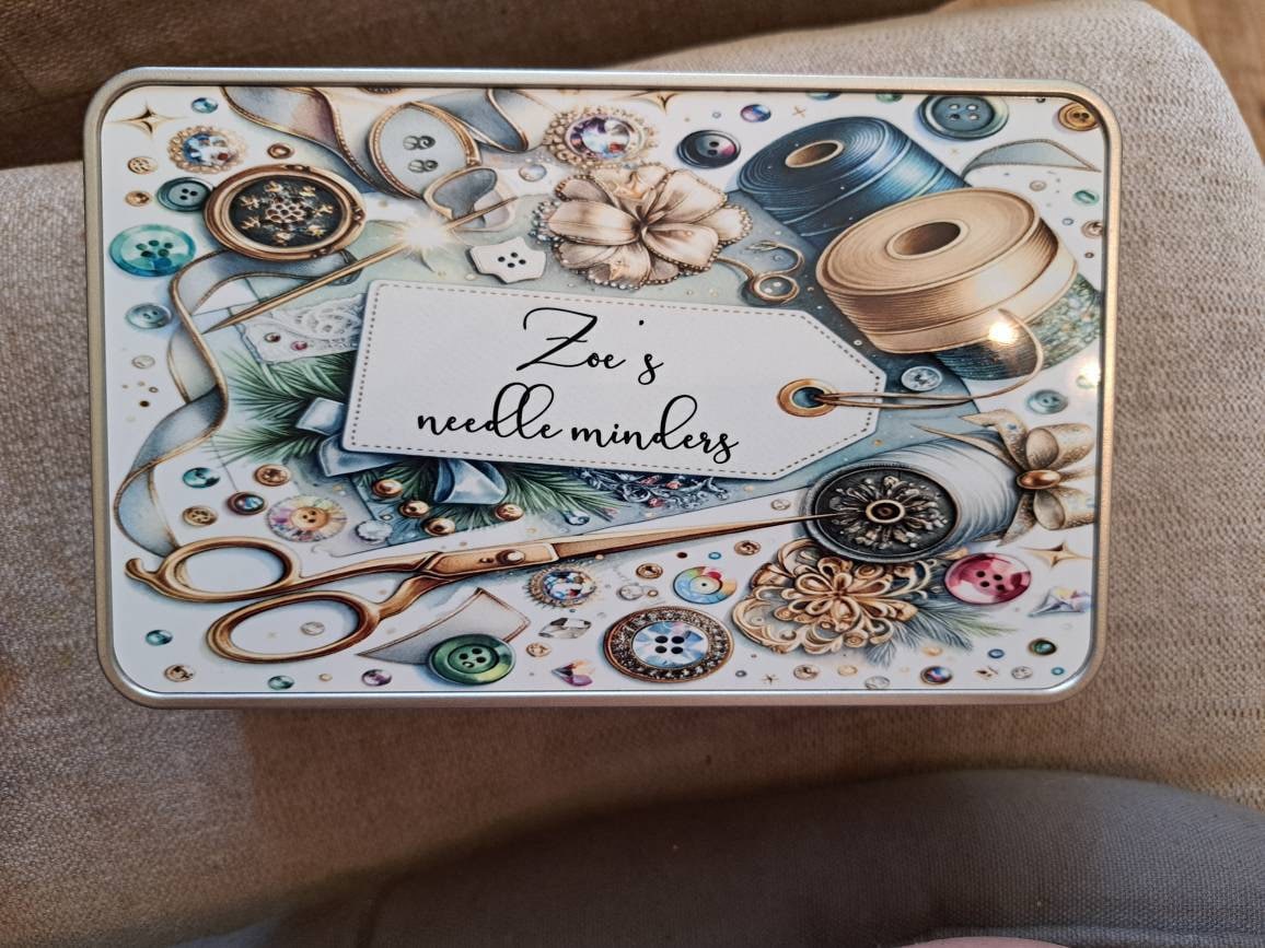 Personalized Sewing Storage Tin Gift Large or Medium, 2 Designs Ideal Gift Mothers Day or Birthday