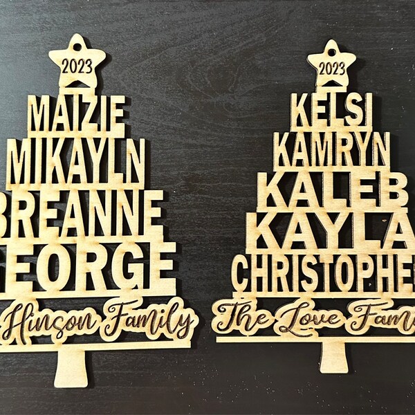 Name Ornament Tree Shape SVG Laser Ready Cut File, Glowforge and ...