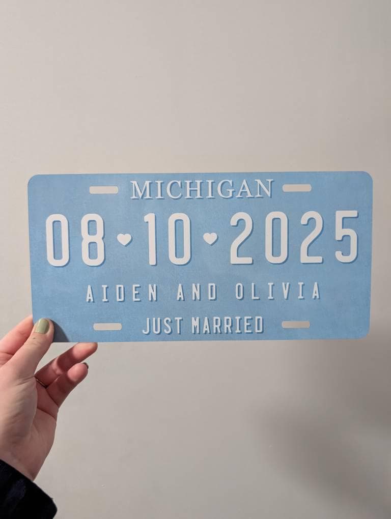 Wedding License Plate - Just Married Mr and Mrs - Wedding Car License Plate - Wedding Date Sign- Romantic Plate - Car Wedding License