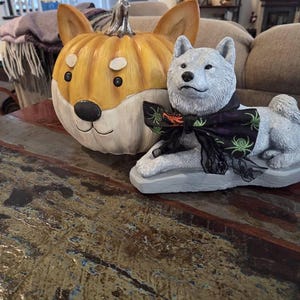 Shiba Inu Concrete Statue Outdoor Garden Decor Pet Loss Memorial