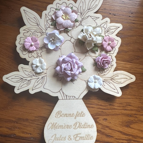 Décoration bouquet de fleurs Mamie en Or