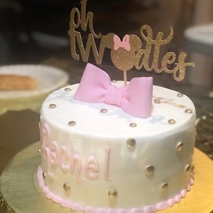 GZDUCK Oh Twodles Cake Topper 46Pcs - Pink Mouse Birthday Decorations For 2 Year Old Party