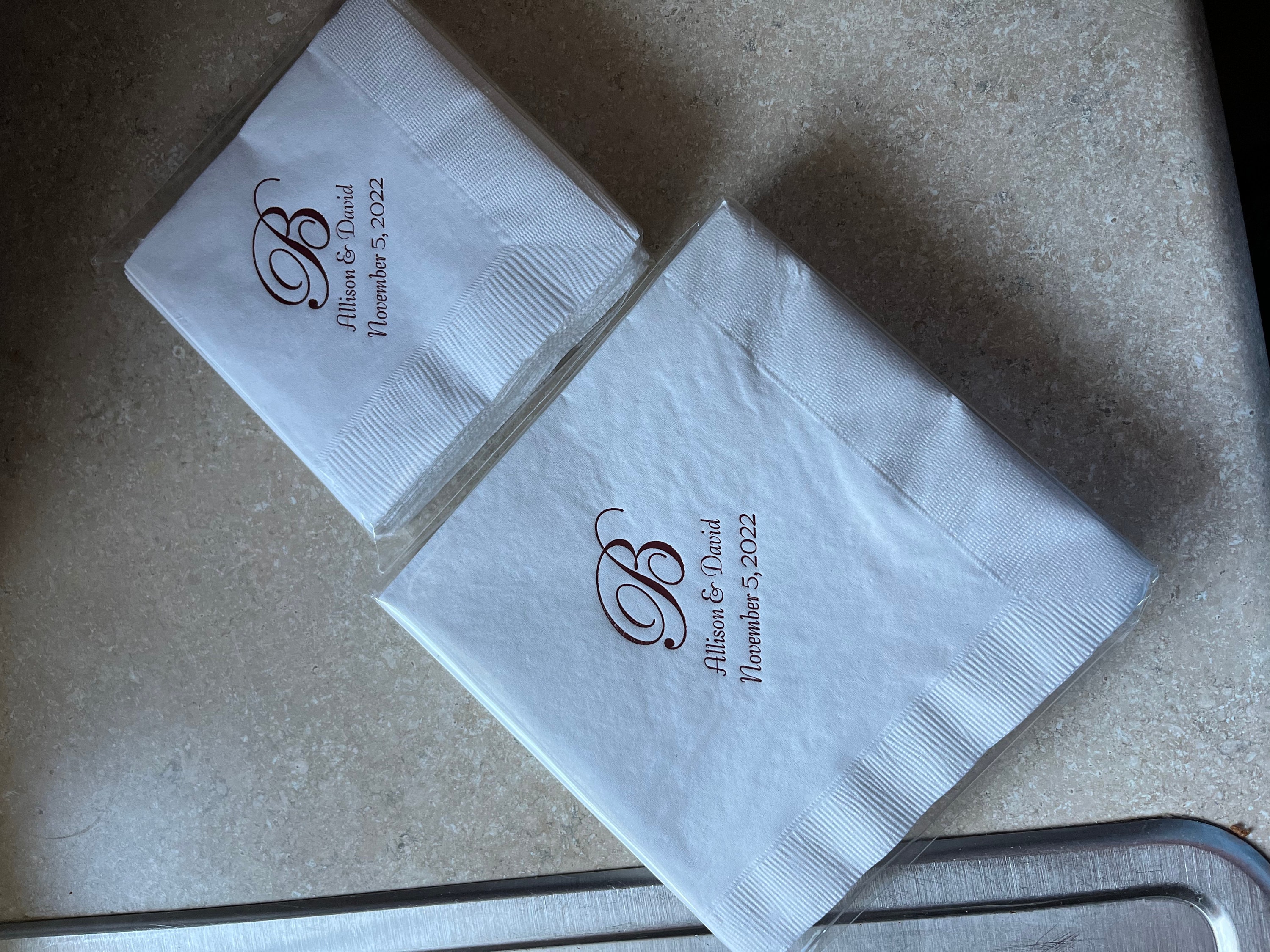 Monogrammed Wedding Napkins Personalized Wedding Reception Napkins Monogram, Party/Wedding Gift