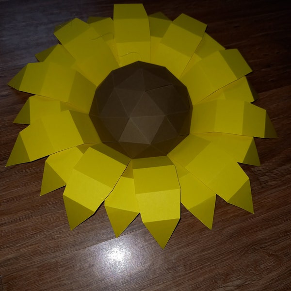 Sunflower Papercraft 3D DIY Low Poly Paper Crafts Origami Wall Decor ...