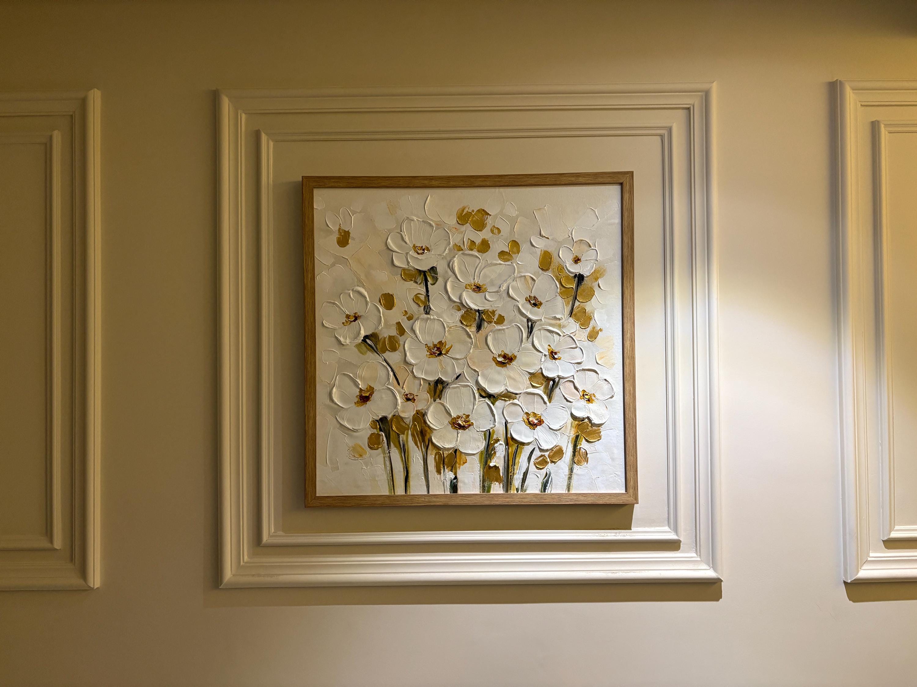 3D Painting on Canvas textured acrylic abstract painting,Gold Flower wall Art,Living Room home decor,,personalized gift,framed wall painting