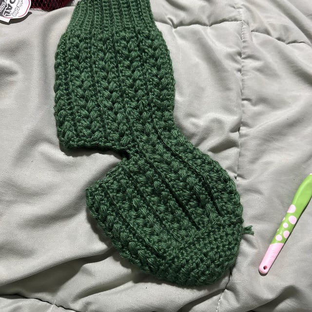 A customer's finished Festive Wheat Stitch Stocking Crochet Pattern