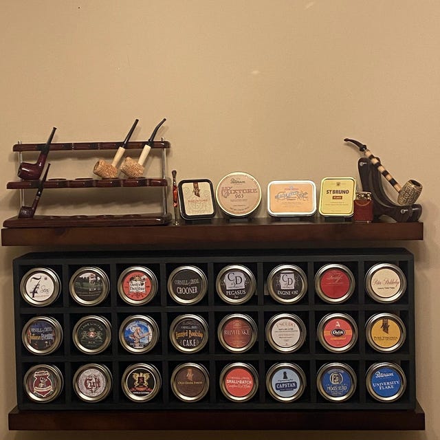 pipe tobacco tin storage Tobacco Cabinet, 24 Mason Jar Display