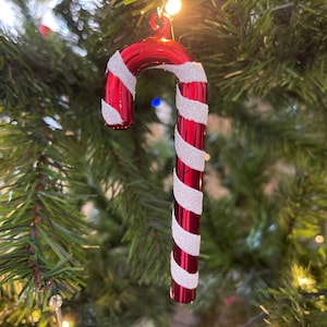 Retro Red White Striped Candy Cane Hanging Christmas Tree Decoration ...