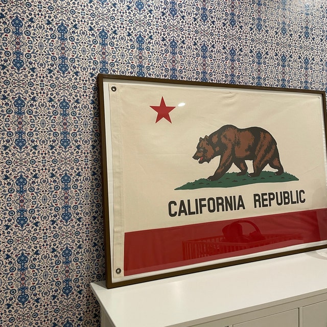 100%コットン、ナチュラルキャンバス、カリフォルニア共和国の州旗