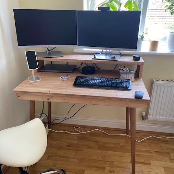 Simple Vintage Desk/computer Desk/ With Drawer, Monitor Stand, Solid ...