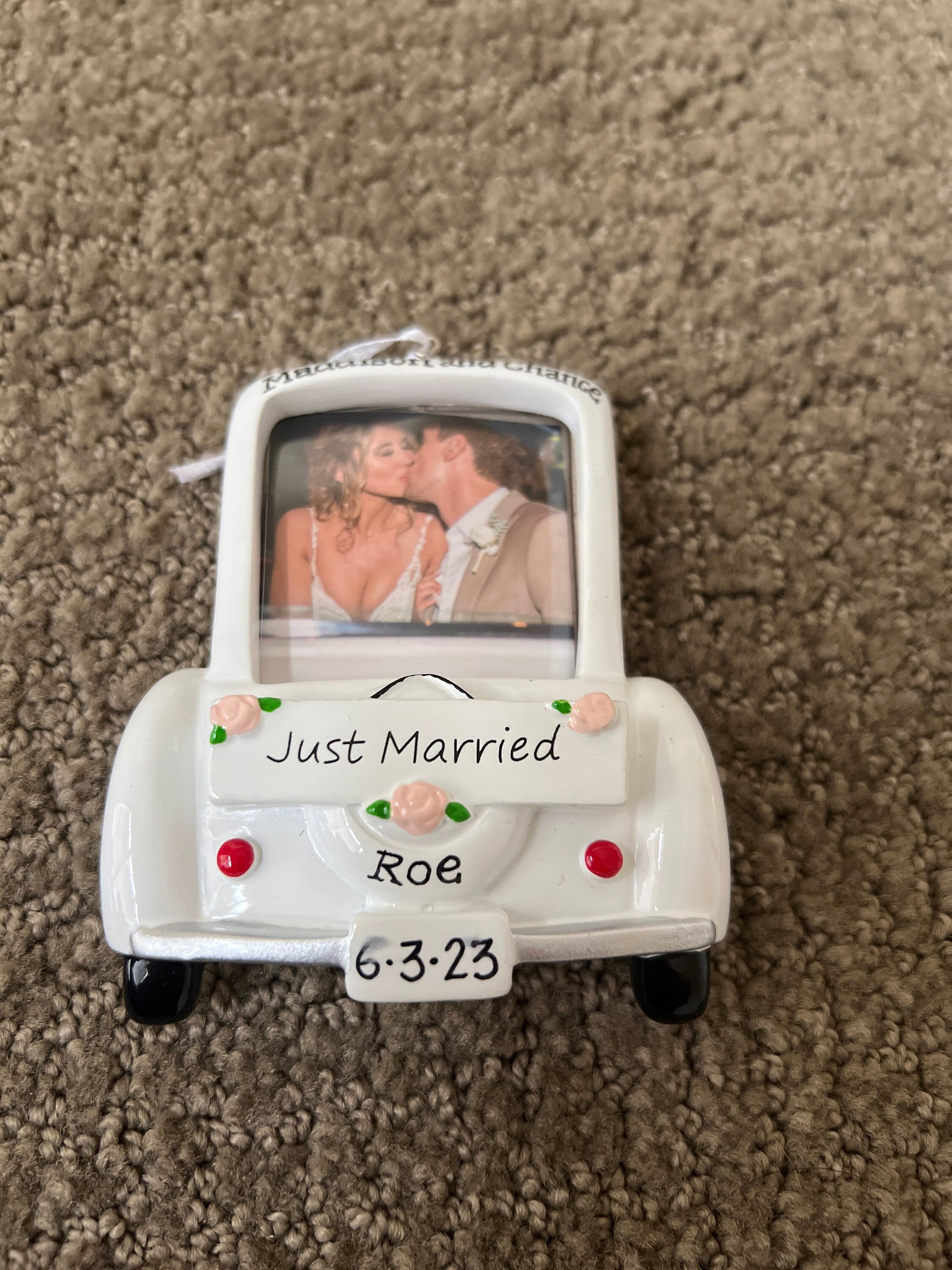 Just Married Wedding Car Picture Frame  Bride and Groom Personalized Newlywed Couple&#39;s 1st Christmas Ornament-Wedding Gift,Mr.Mrs.,Favor