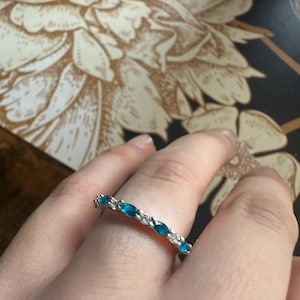 London Blue Topaz Wedding Band Women Full Eternity Band Rose Gold 