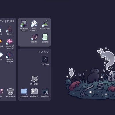 Bunny Bones Computer Desktop Theme Background Wallpaper Organizer Set ...