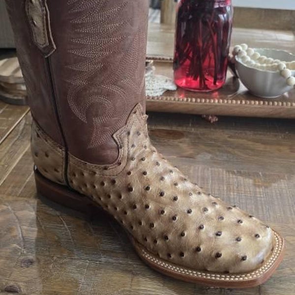 Mens Square Toe Smooth Ostrich Cowboy Boots main image 1