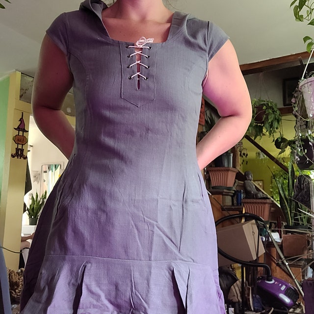 Fairycore dress with corset back, pockets and hood. — Celtic Fusion