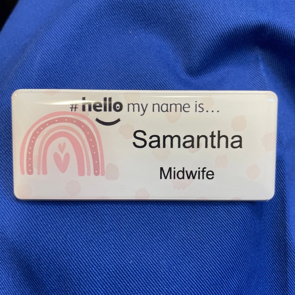 Resin Finish Hello My Name is Name Badge and Id Reel Personalised ...
