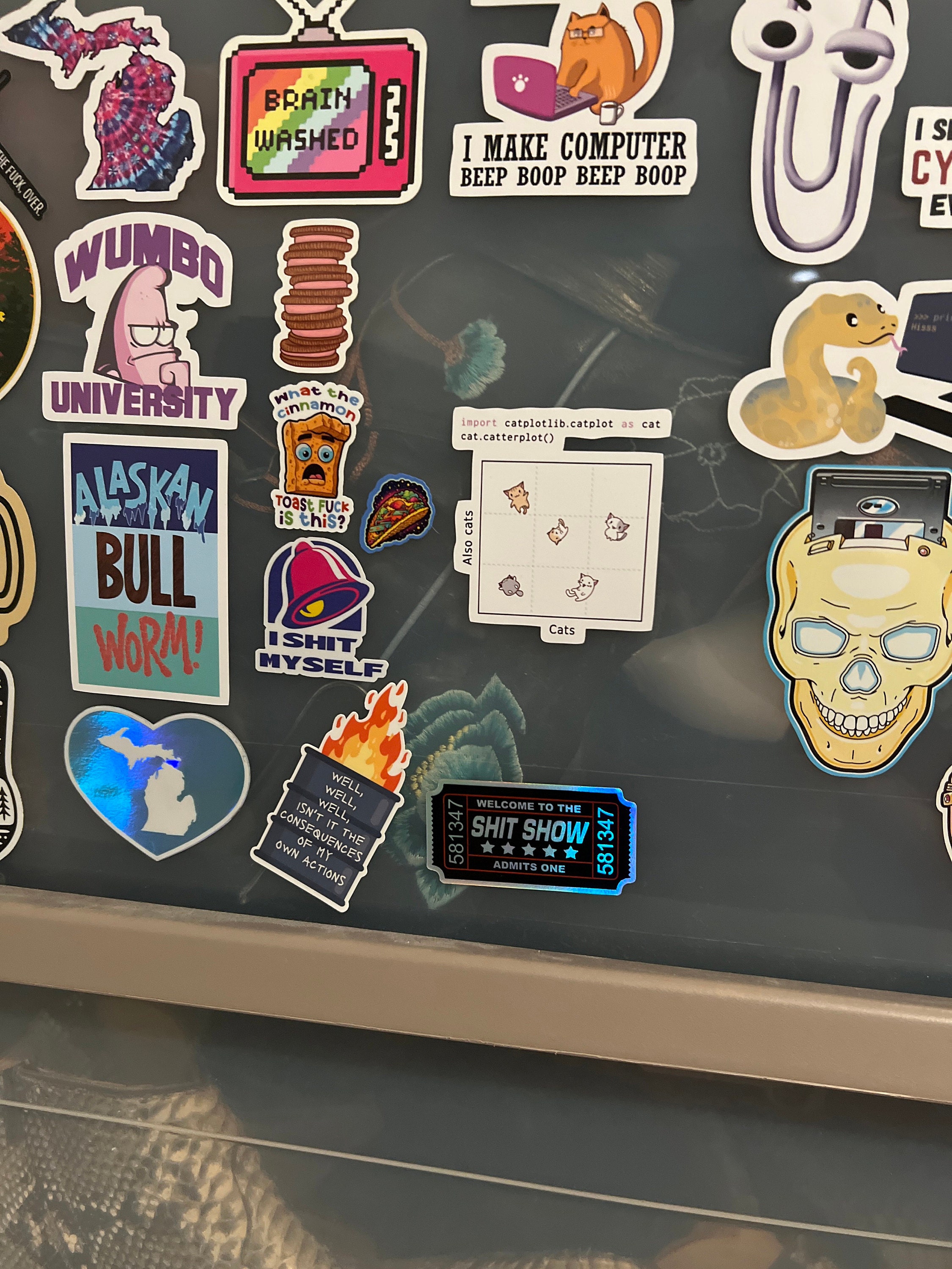 Shit Show Ticket, Hard Hat, Laptop, Water Bottle, Cooler,  Funny, Sticker Decal ,Cute ,Vinyl
