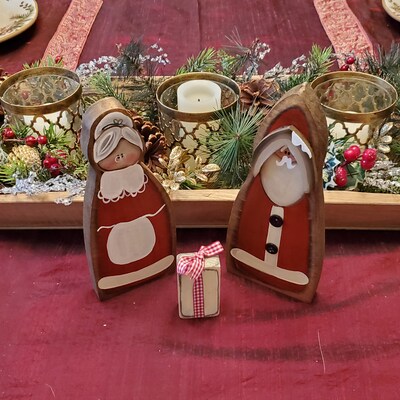 Wood Santa Clause Set/tabletop/ 3 Piece Set/8 Tall/ Made PER Order NOT