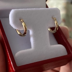 ORECCHINI A CERCHIO A SEZIONE TONDA IN ORO GIALLO 750 18KT 3,2 GRAMMI (7802 - Foto 4