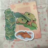 Frog Stack Bookmark Frog Art Cute Bookmark Laminated Cottagecore Book ...