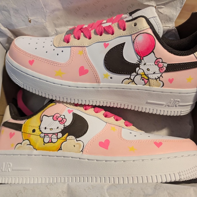 Hand-painted Kawaii Kitty AF1 Sneakers, Custom Pink Shoes - Etsy display picture 3