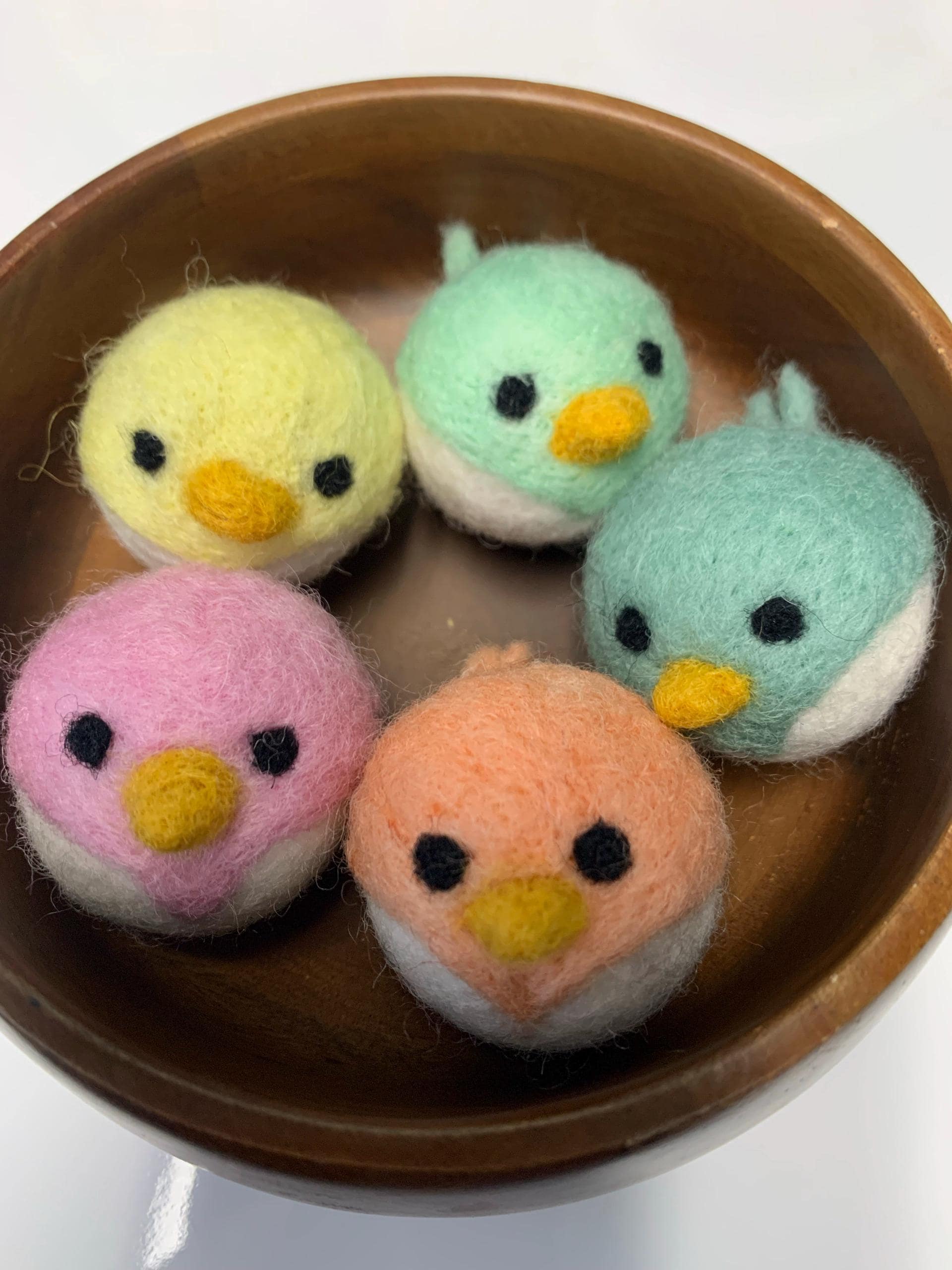 Spring Bird Chick Felt Shapes- Set of 5- 1.5x2&quot;- NEST NOT INCLUDED- Pastel Colors- Easter Bowl Filler, Home Decor Tiered Tray, Shelf Sitter