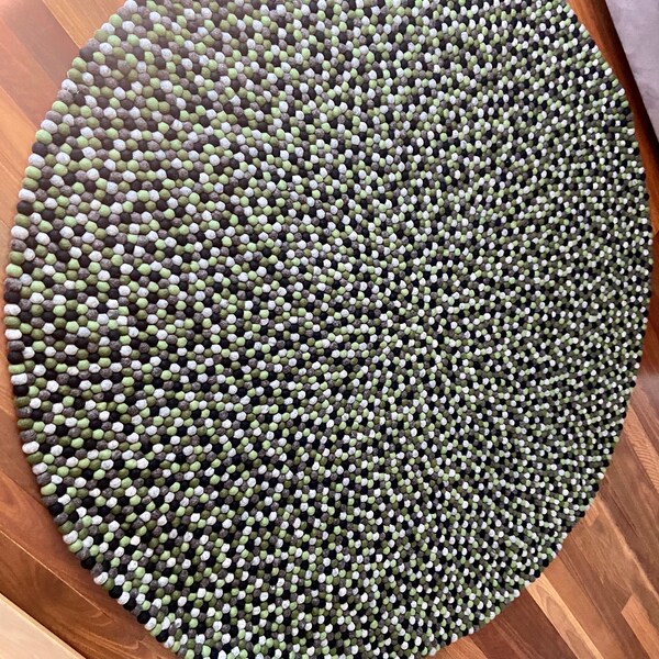 Round Felt Rug | Wool Circle Rug | Felt Ball Rug | Felt Carpet | Circle ...