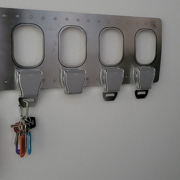 Airplane Seatbelt Key Holder, 5 Hooks, Brushed Aluminum – Ships From ...