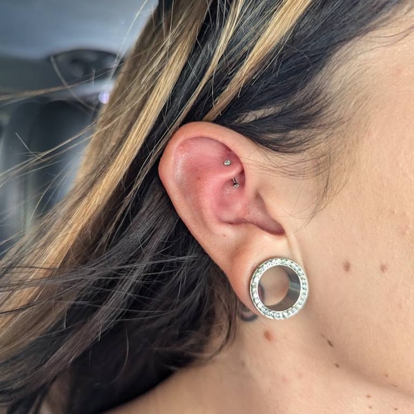 Teeny TINY 2mm Crystal Rook Earring, Curved Barbell Internally Threaded ...