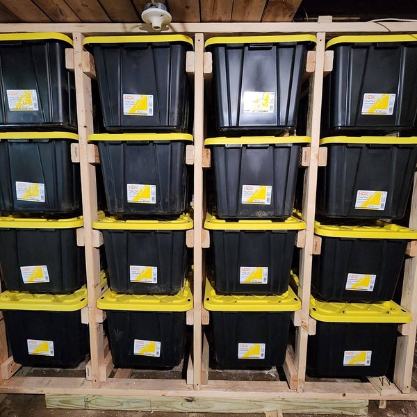 Tote Storage: 27 Gal and 55 Gal Plan With 5x10 Bin Rack Plan - Etsy