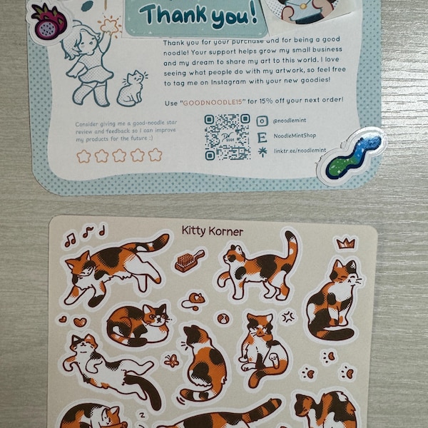 Kitty Korner Sticker Sheet: Calico Cat Stickers for Stationery Decor - Etsy