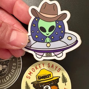 Cowboy Alien Sticker (small) - Waterproof, Sun Proof, Scratch
