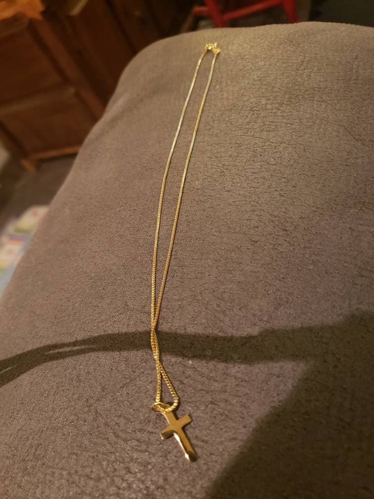 Engraved Initial Children&#39;s Gold Cross Necklace Gold  Kids Dainty Cross Necklace Baptism Gift for Her  Toddler Baby Girl Cross Unisex Cross