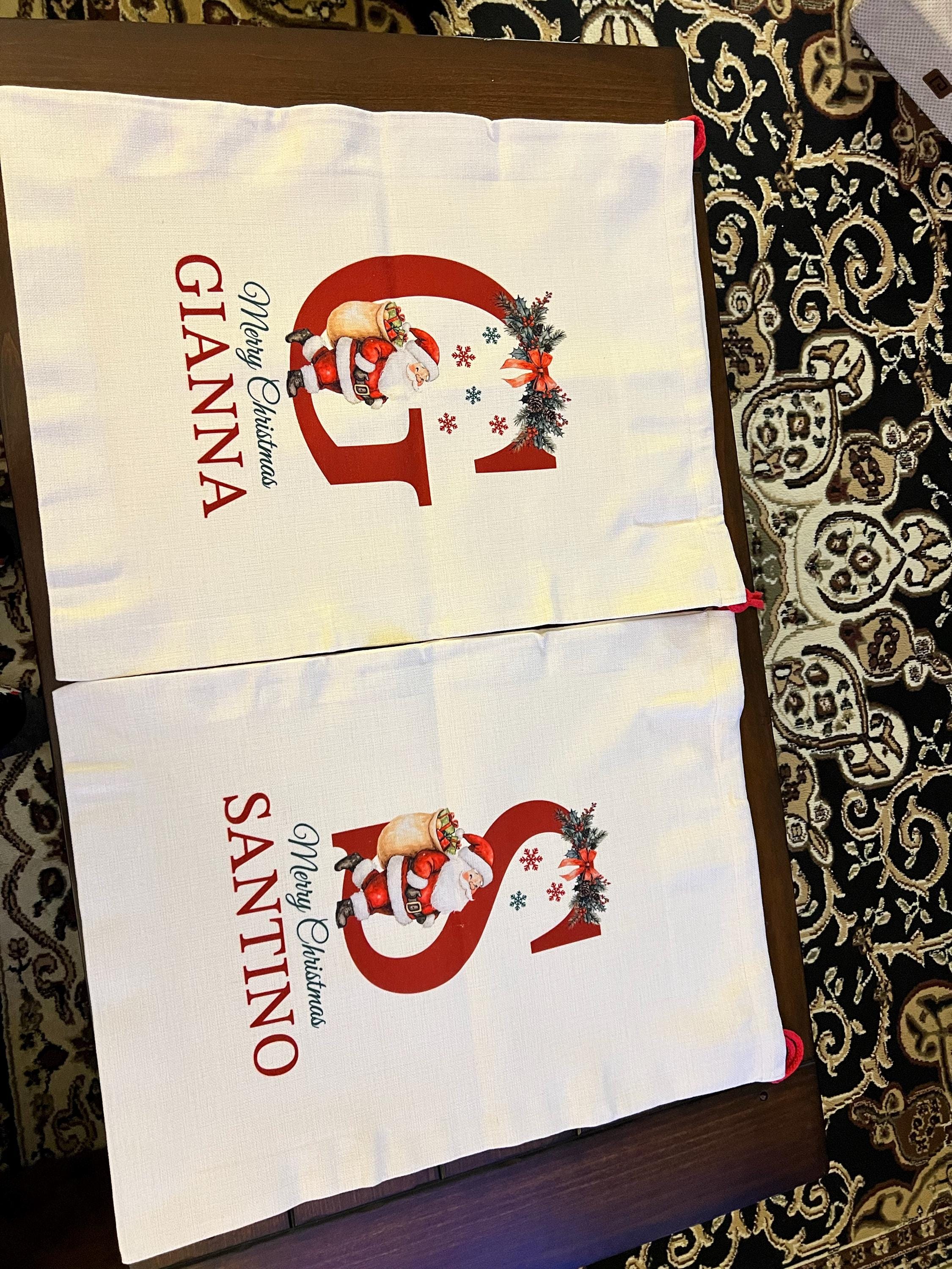 Premium Custom Santa Sack | Thick Canvas Personalised Christmas Present Gift Bag for Him Her Kids Adults | Add Name Initial Xmas Stocking