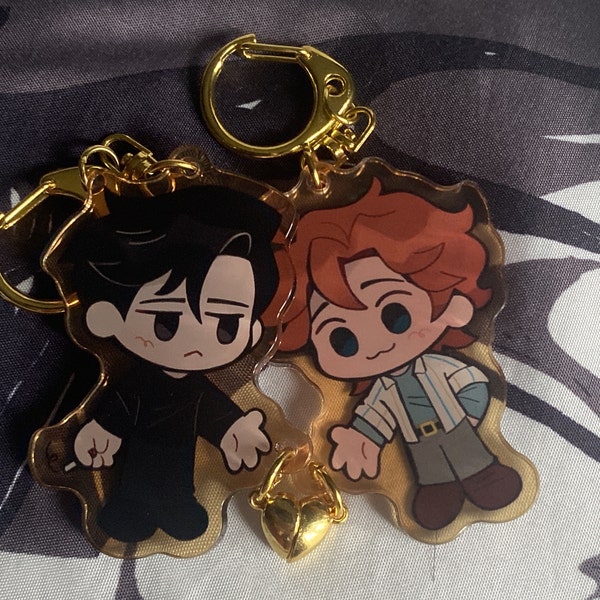 Rody and Vincent Heart Magnet Keychain Set | Dead Plate 6.5 Cm Double ...