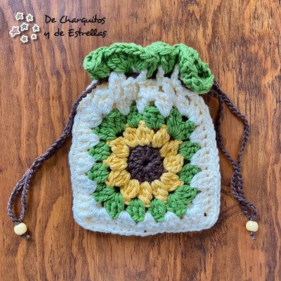 PATTERN for Crochet Sunflower Pouch, PDF Pattern for Sunflower Granny ...