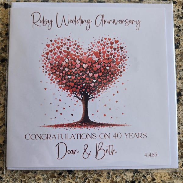 Personalised Ruby 40th Wedding Anniversary Card - Etsy UK