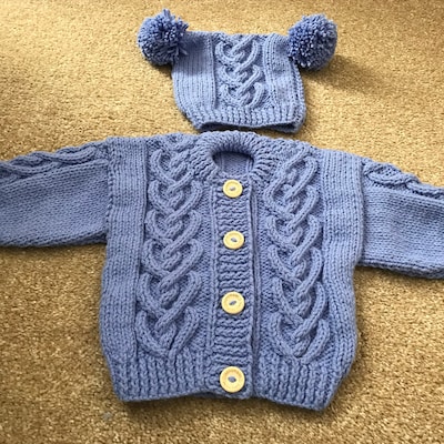 Mammys Love Baby Aran Knitting Pattern Cardigan Hat - Etsy UK