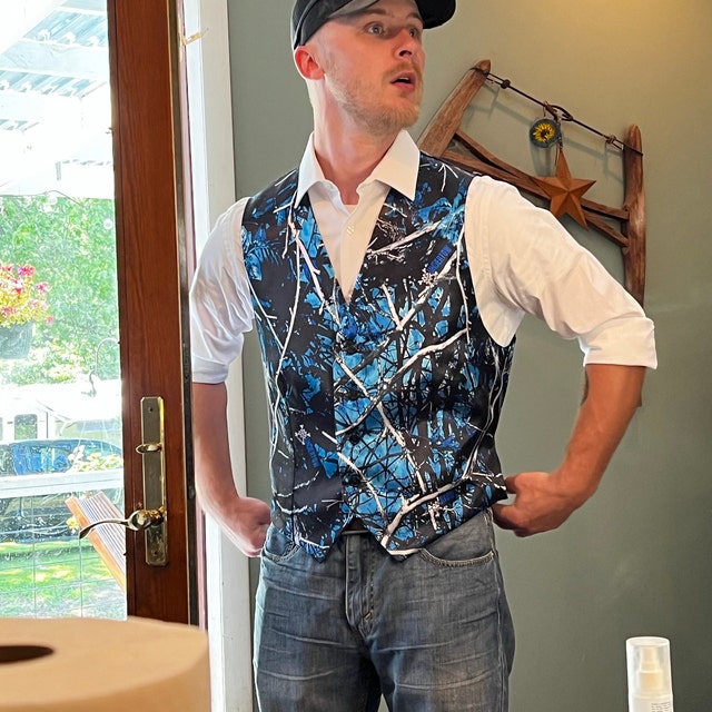 Blue camo wedding vest deals