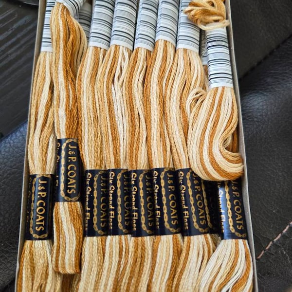 J&P Coats Variegated Embroidery Floss 184 Shaded Yellows Box of 24