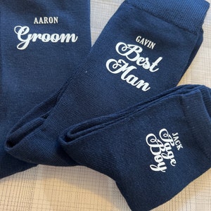 Navy Blue Personalised Wedding Socks Groom Page Boy Best - Etsy