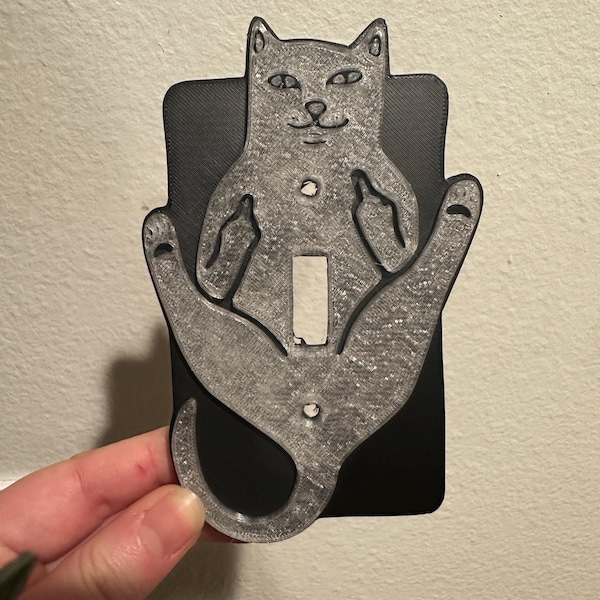 Funny Cat Middle Finger Light Switch Cover - Gag Gift - Unique Home ...