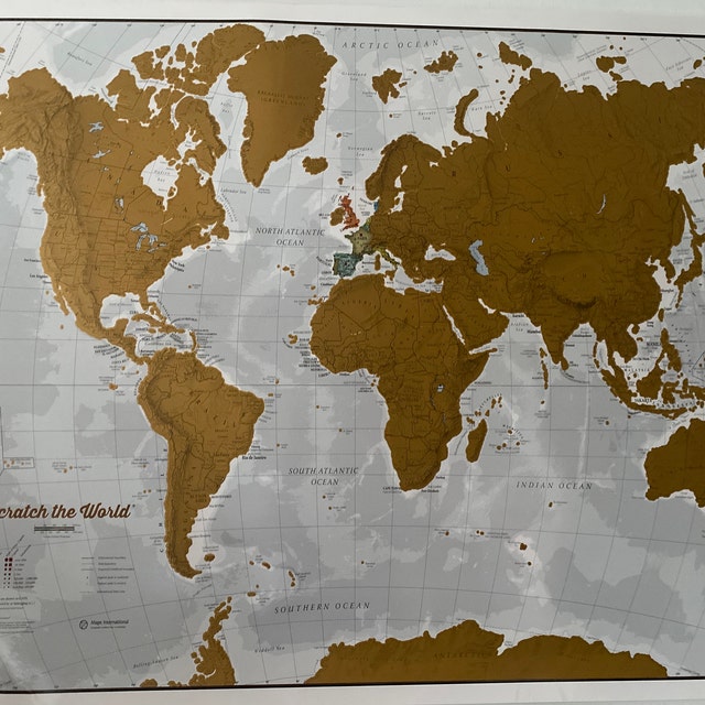 Mappa del mondo da grattare e idee regalo Extra large 84 x 59 cm Dettagli  cartografici che mostrano i confini di stati e regioni -  Italia
