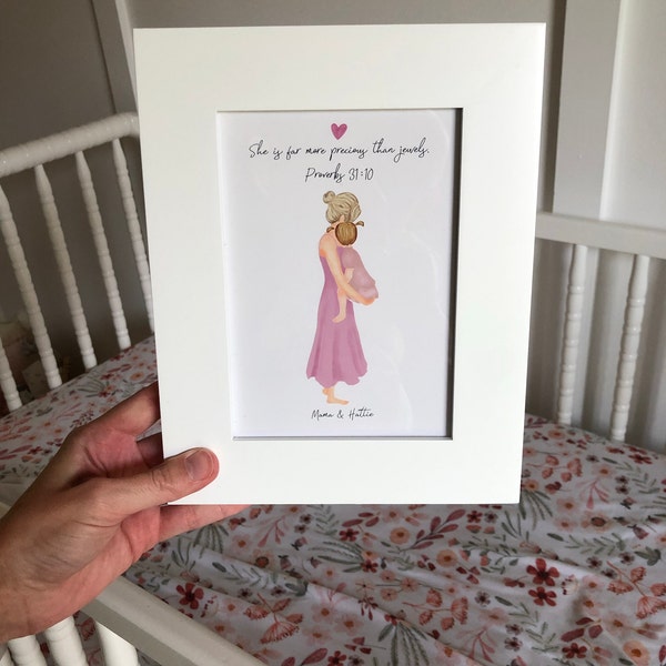 Personalized Framed Wall Art for Mother With Daughter, Mom and Baby ...