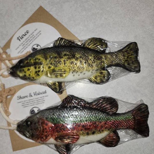 Fish Soap on a Rope Realistic Hand Painted Fun Gift for Outdoorsmen,  Fisherman, Adults Kids 