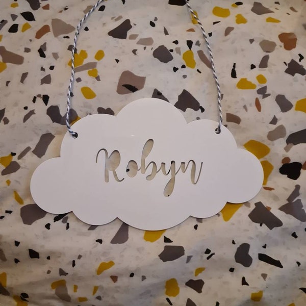 Personalised Cloud Sign - Personalised Door Sign - Cloud Shaped Bedroom ...