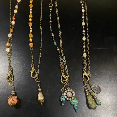 Turquoise Lily Bead Chain, Czech Glass Beaded Chain, Jewelry Chain ...