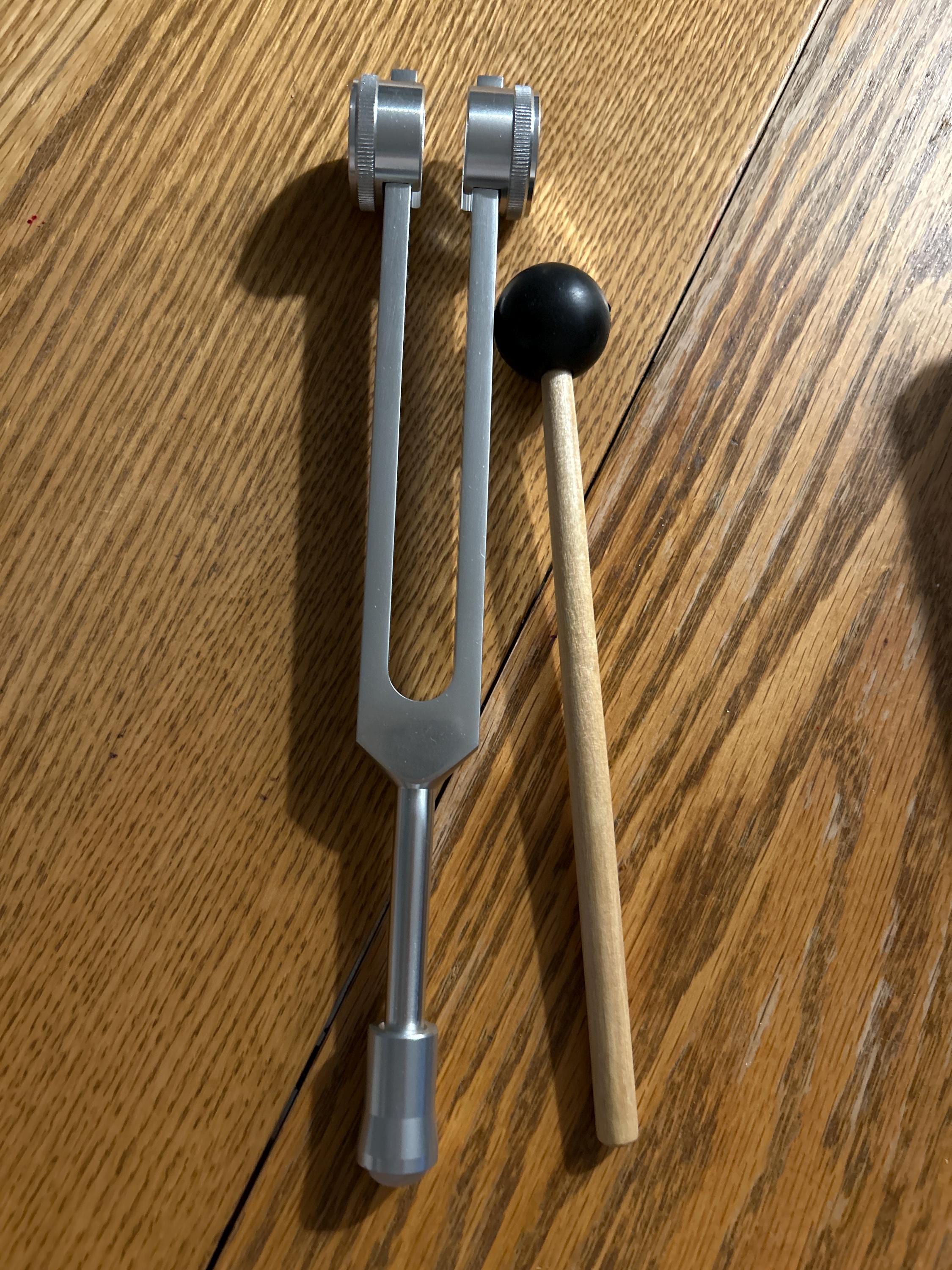 128 Hz Weighted Tuning Fork with 1pc Gem Foot, 128Hz Tunging Fork Rose Quartz Gem Boot