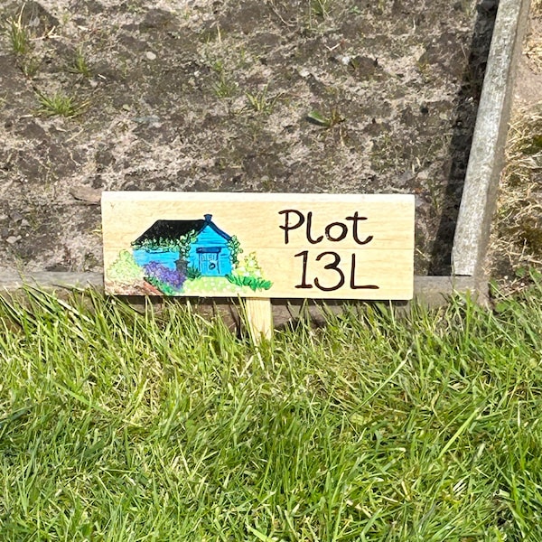 Personalised Allotment Shed Sign, Plot Marker Plaque, Wooden Hand Made ...
