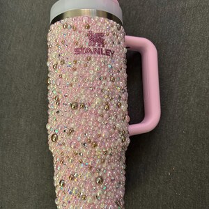 Handmade Pink Rhinestone Stanley Tumbler: Pearl Bling Quencher H2